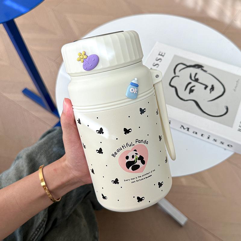 Söta Djur Termosflaska För Varma och Kalla Drycker Vakuumflaska Termisk Med Te-sil Utomhus Stor Fitness Resa Camping