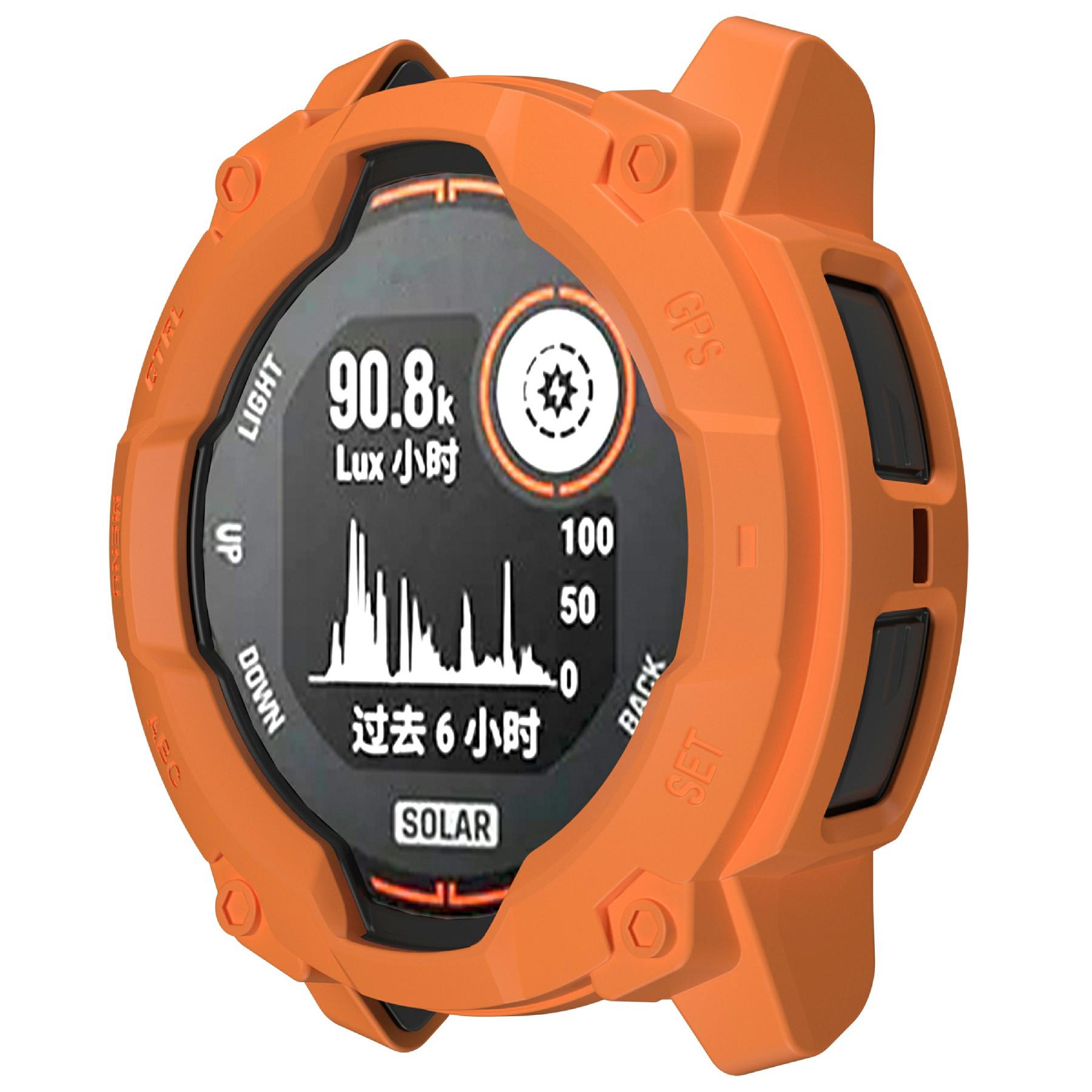 

For Garmin Instinct 3 Solar 45mm TPU Watch Case Hollow-Out Rugged Bumper Cover Orange