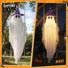 Ghost Decor with Hat Halloween Swing 2 Hats, Ornament LED Creepy String Light, Remote Control Glowing Hanging for Tree Porch Garden Swinging Pendant