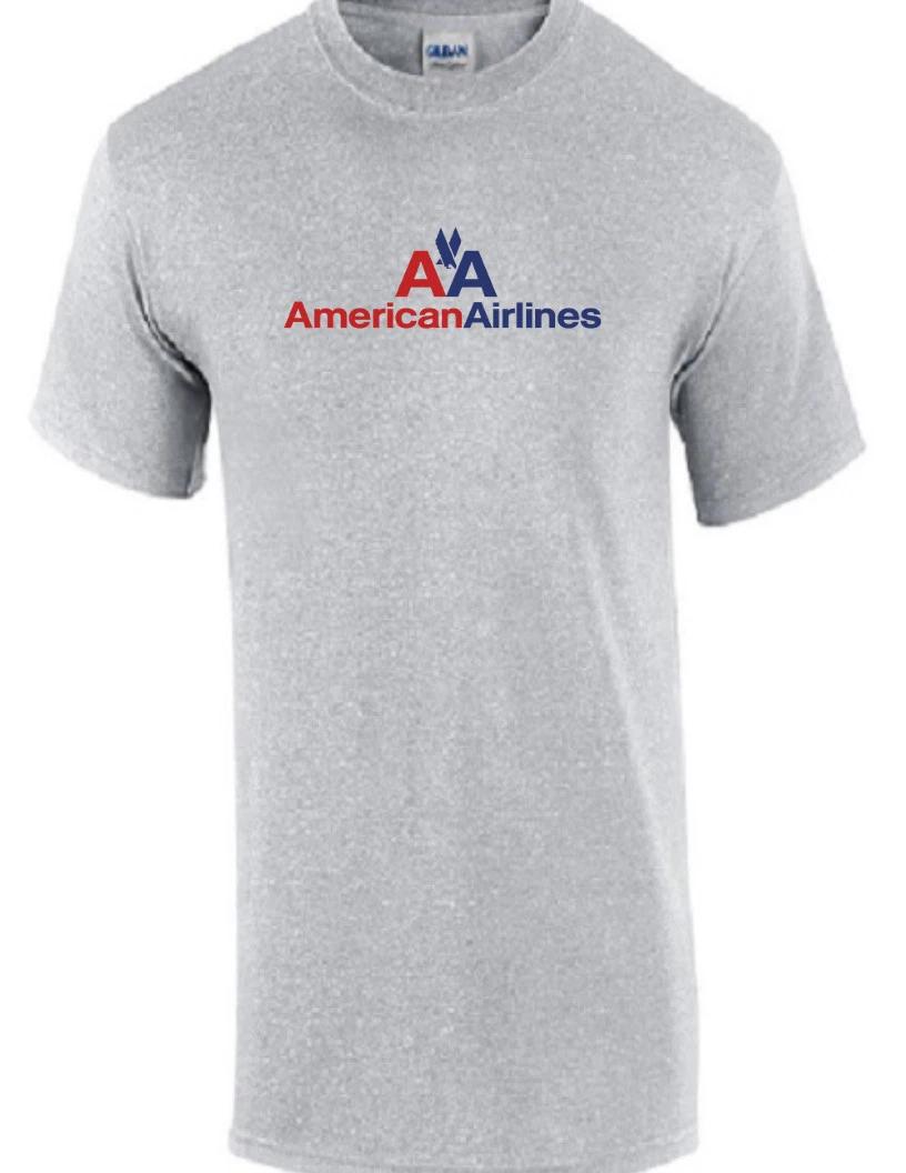 American Airlines Red Blue Retro Logo Shirt US Airline Sport Gray T-Shirt S