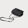 Xiaoxiangfeng PU Leather Quilted Soft Leather Single Shoulder Crossbody Bag 2025 Spring Summer Trendy Black Fashion Versatile Small Square Bag