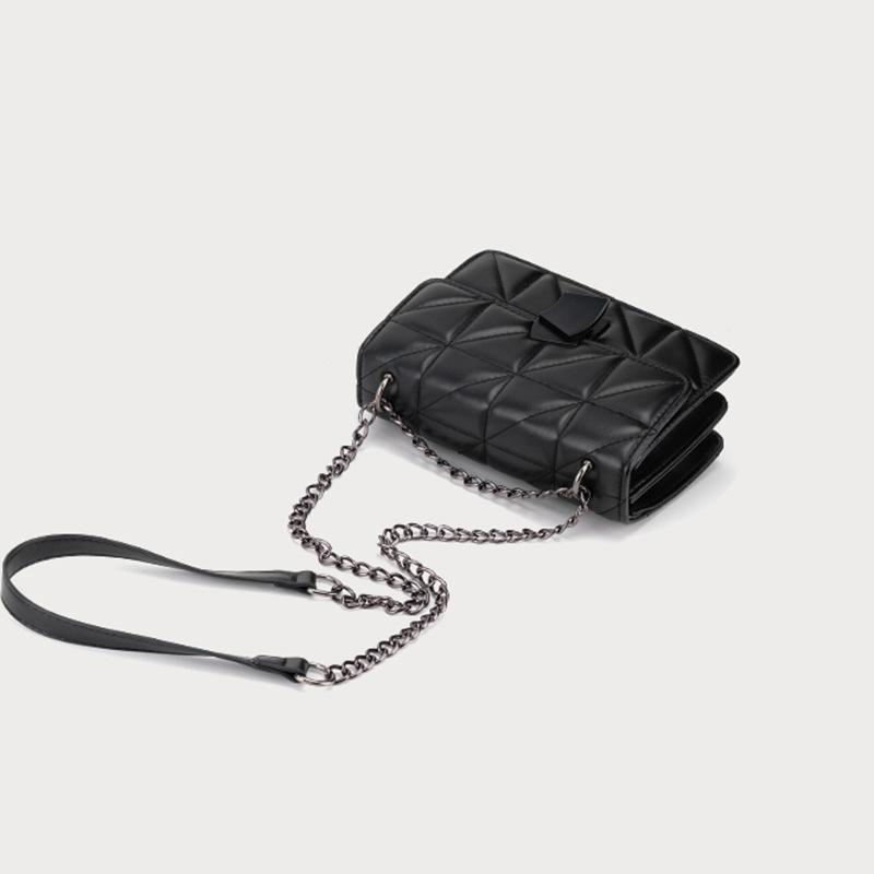 Xiaoxiangfeng PU Leather Quilted Soft Leather Single Shoulder Crossbody Bag 2025 Spring Summer Trendy Black Fashion Versatile Small Square Bag