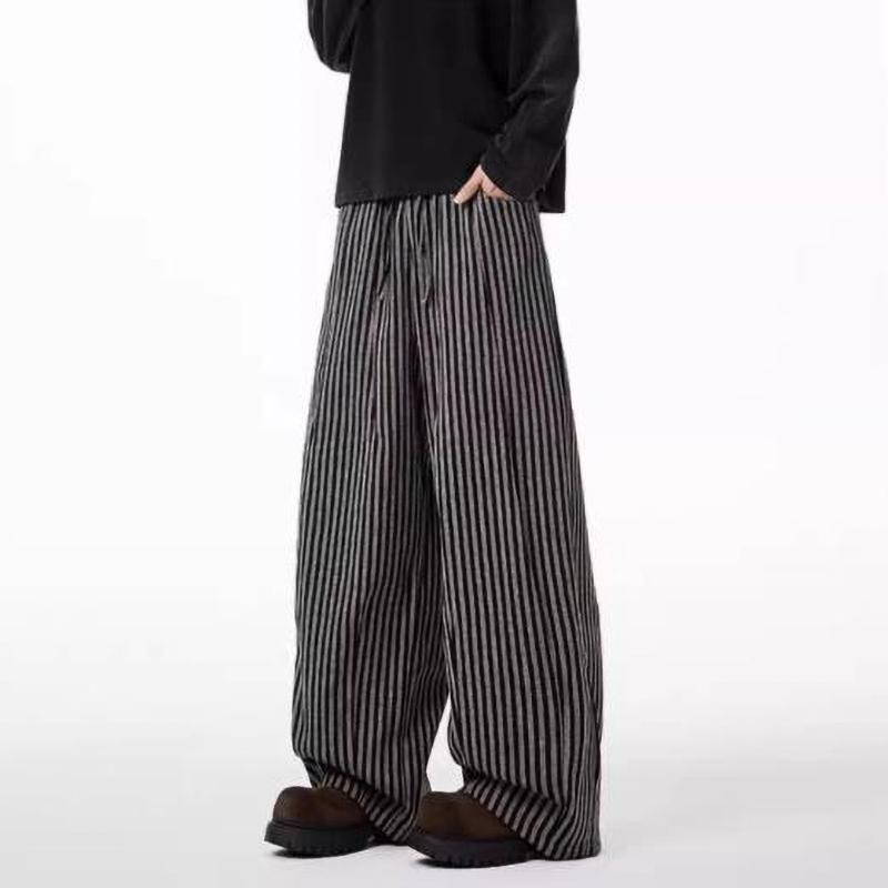 Women's Black Gothic Striped Long Pants Baggy Sweatpants Harajuku Y2k Vintage Oversize Trousers Clothes