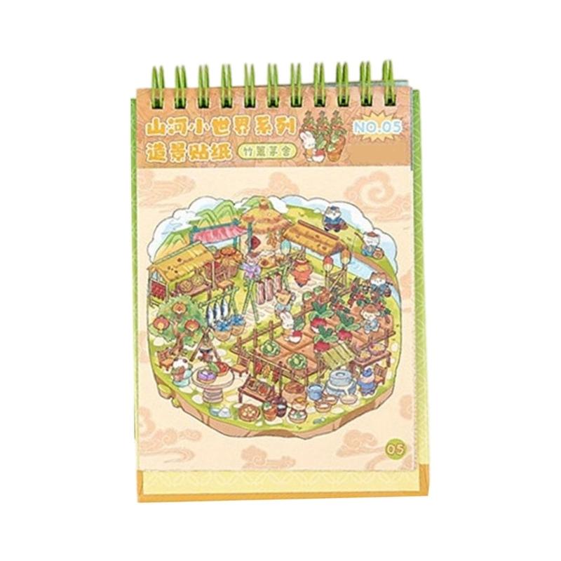 DIY Decorative Sticker Chinoiserie Theme Landscape Sticker Book Scene Sticker Journal Supplies Gift for Kid Child