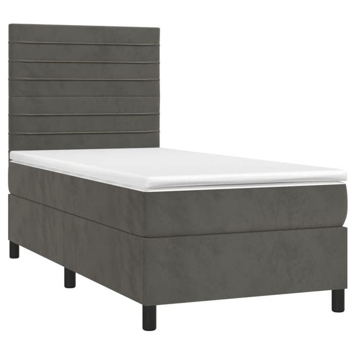 Maison Exclusive - Sommier à lattes de lit et matelas Gris foncé 90x200 cm Velours