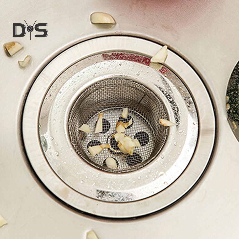 Stainless Steel Mesh Sink Strainer Trap Bath Hair Drain Hole Metal Flume Filter