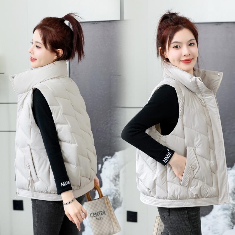 Down Cotton Vest Women's Autumn and Winter New Loose Short Cotton-padded Jacket Stand-up Collar Vest Loose Vest