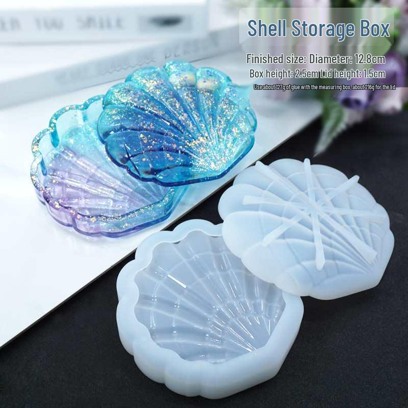 Ocean Style Seashell Epoxy Storage Box Mold - DIY Silicone Craft for Desktop Display
