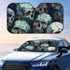 Gothic Skull Pattern Sun Visor Reusable Aluminum Foil Car Sunshade UV Protection Heat Insulation Windshield Cover
