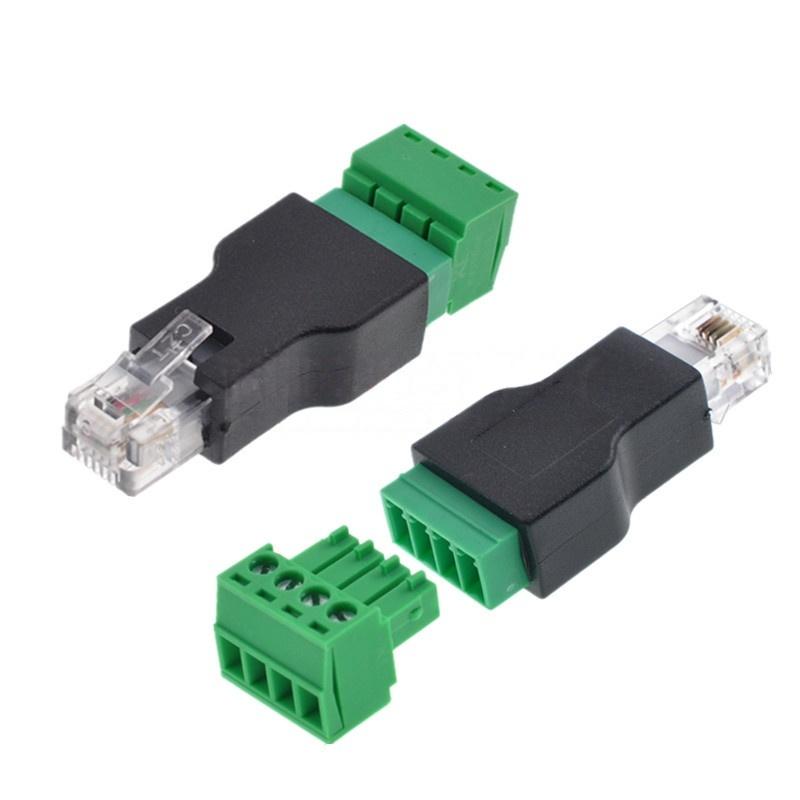 1/2Pcs 6P4C Male To 4 Pin Screw Terminal Converter RJ11 Ethernet Connector For Phone Receiver Extend Cable Adapter