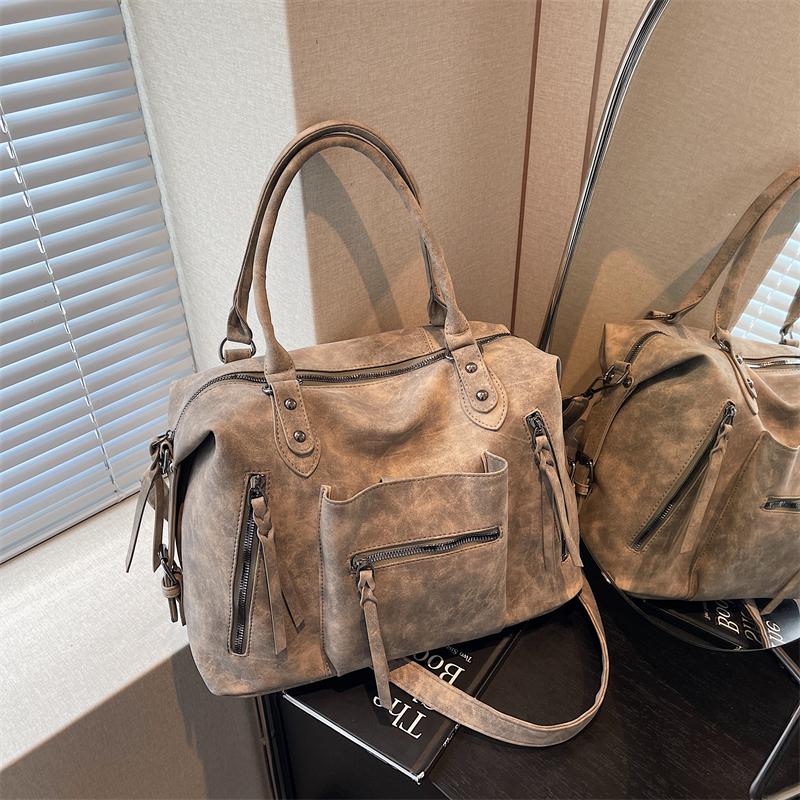 Vintage Women's PU Handbag, Simple Tote Bag, Large-capacity Messenger Bag, Fashionable Large-capacity Daily Handbag, Vintage Style