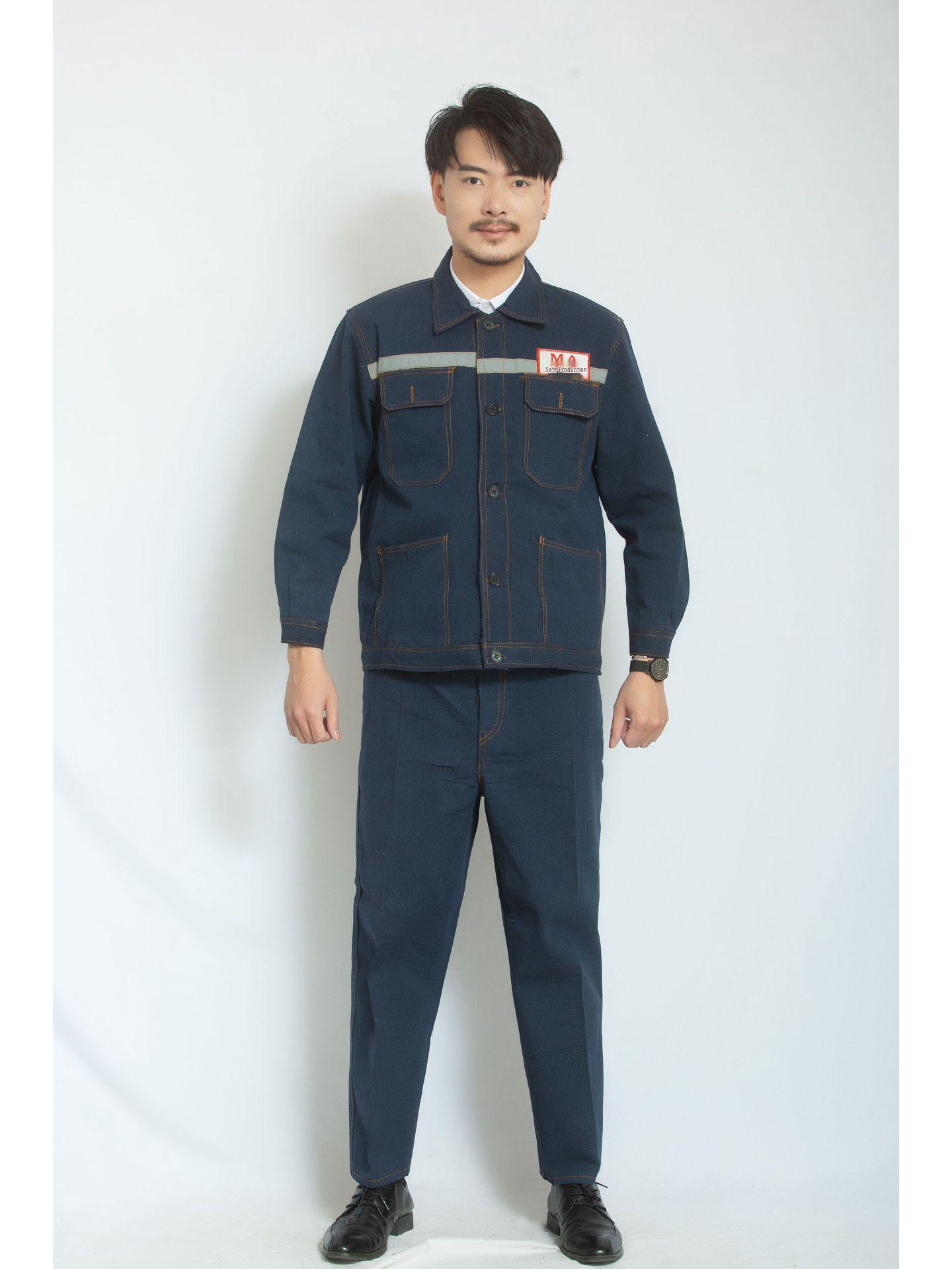 

Мужской светоотражающий джинсовый рабочий комплект для весны и осени: Костюм для защиты труда шахтера, авторемонтника, сварщика 4XL