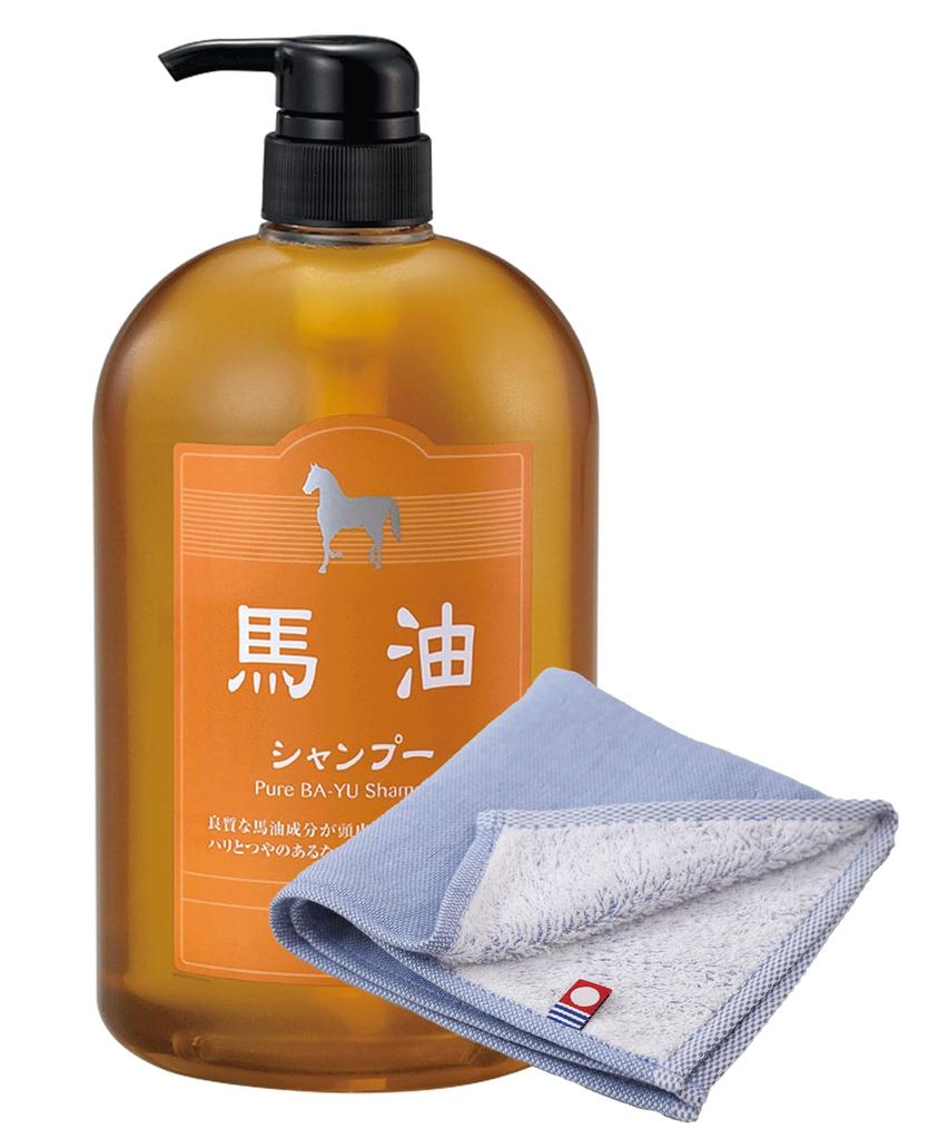 Azuma Shoji Horse Oil Travel Mild No 1000ml Bottle Imabari Towel Shampoo, Beauty, Acidity, Coloring, [Includes Handkerchief] (Gauze Fabric)
