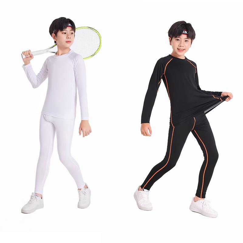 Kids' Quick-Dry Base Layer Sports Set: High-Elasticity Compression Top & Pants for Running, Training, Fitness, and Basketball