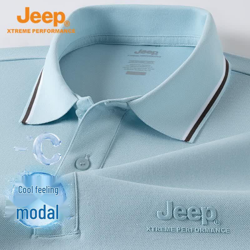 JEEP Men s Cooling Modal Blend Short Sleeve Polo Shirt L