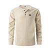 Waffle Autumn Winter Men's Polo Shirts Collar Solid Color Long Sleeves Sport Tops Fashion Casual Polos