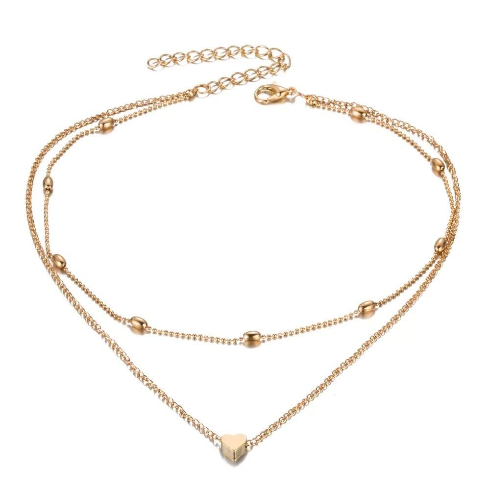Fashion Stylish Multilayer Chain Pendant Necklace for Women and Girls Minimalist Heart Star Bohemian Crystal Choker Necklace