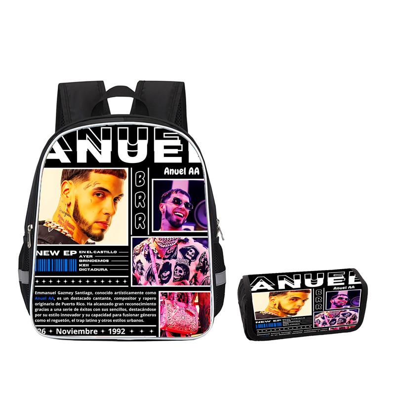 Mochila Anuel Aa para Hombre y Mujer Bolsa Escolar Casual Gran Capacidad Caja de Almacenamiento para Material Escolar Tipo Solapa