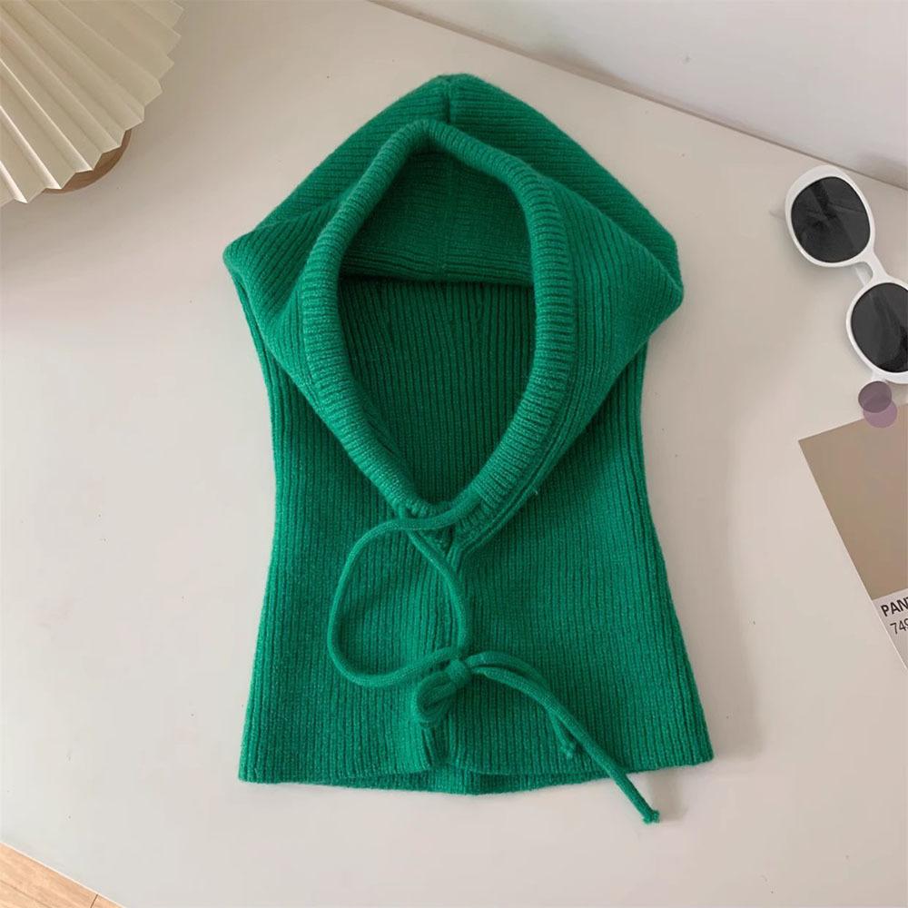 Wintermütze aus massivem Strick für Damen, Sturmhaube, Strickmütze, Totenkopfmütze mit Kordelzug, warmer Schal mit Kapuze, weiche, bequeme, lässige Modemütze