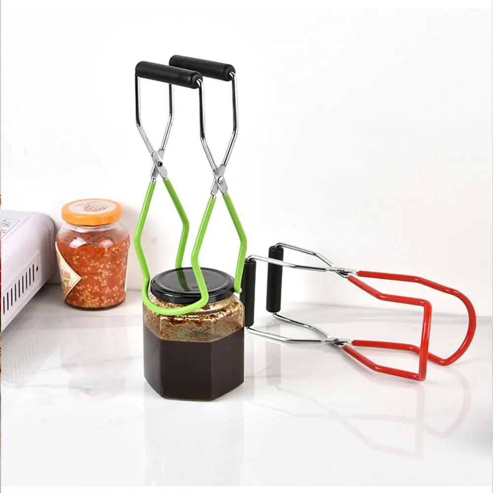Stainless Steel Canning Jar Lifter with Grip Handle Can Lifter Tongs Jar Clip Heat Resistance Anti-clip Glass Tong for Kitchen