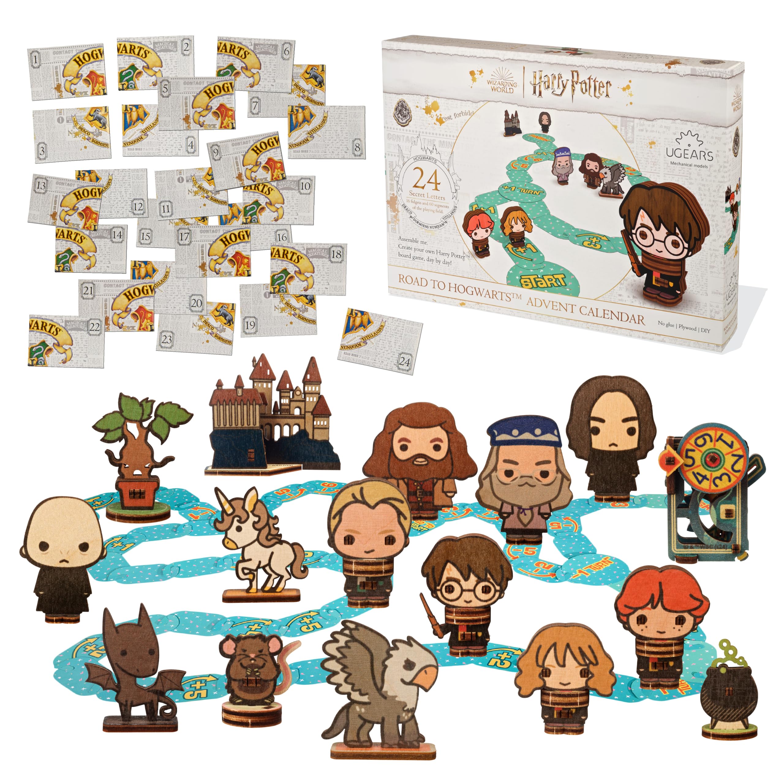

Ugears Harry Potter Advent Calendar: The Road to Hogwarts 2024 Wooden Puzzle for Crafts and Models - No Glue or Tools Required