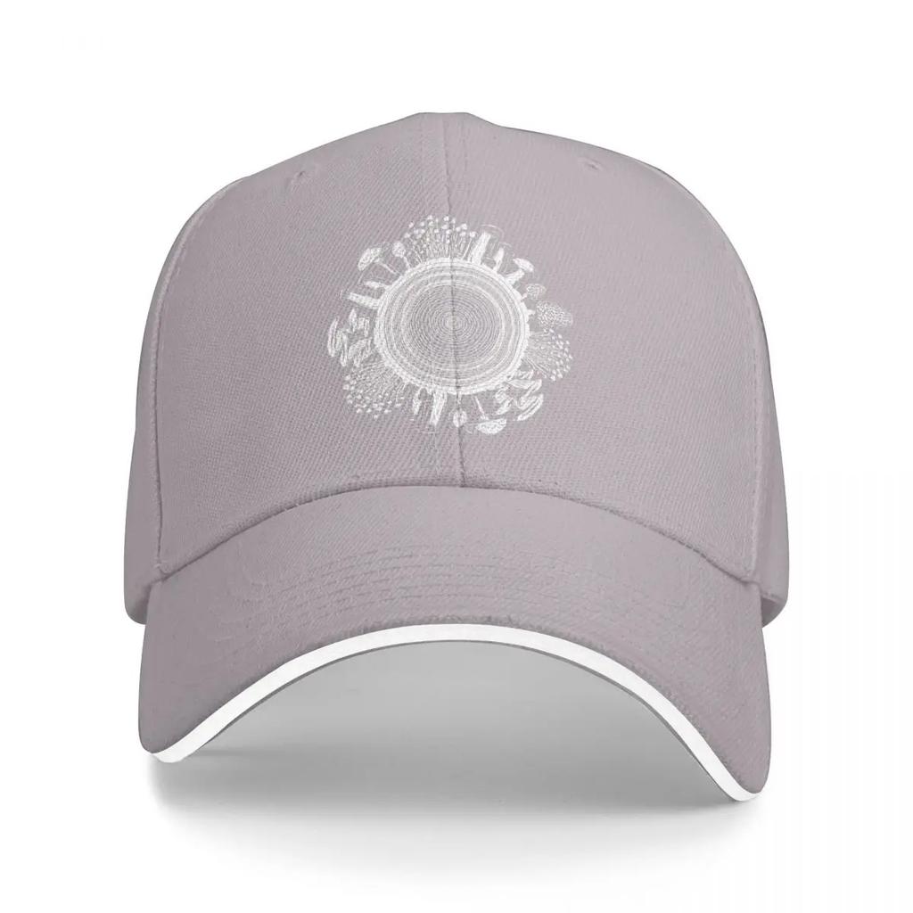 Mushroom Tree Ring Vintage Black Baseball Cap Adjustable Polyester Casual Sun Protection Unisex
