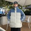 Padded-on men's new winter thickened couple padded jacket warm striped jacket men's versatile winter stand-up collar padded clothes women