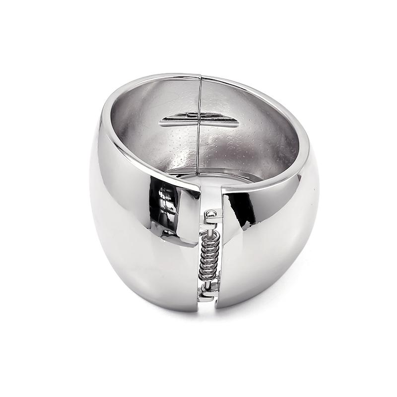

Metal Glossy Wide Big Hinge Bangle Bracelets for Women Fashion Smooth Punk Statement Bangles Openable Wrist Hand Jewelry