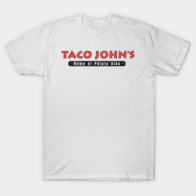 

Men Black Print T-shirt Retro Taco John S Home Of Potato Oles No-Cut Transfer Paper Print Cotton Tshirt 4XL білий