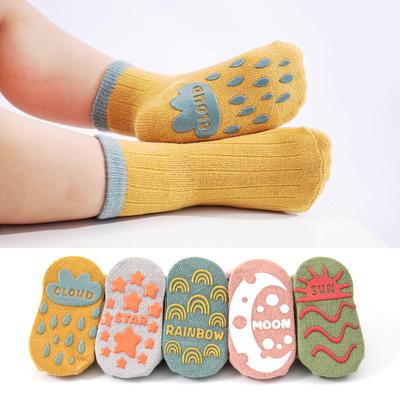 5 paires Chaussettes de sol tricotées décontractées mignonnes, Chaussettes en coton douces confortables respirantes pour tout-petit marchant, Bébés garçons et filles