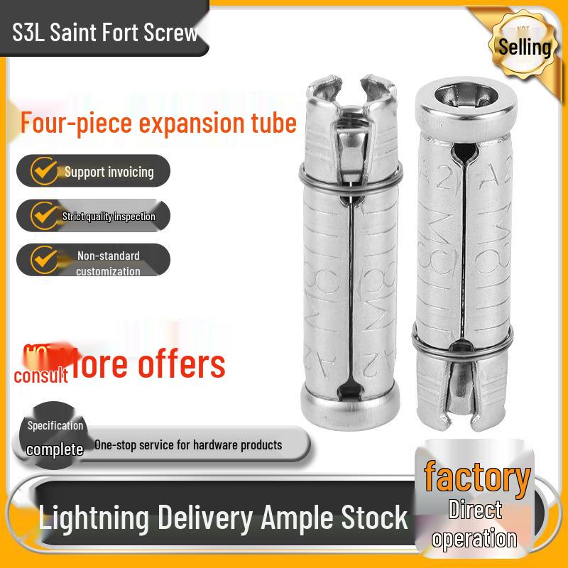 

304/316 Stainless Steel Four-Piece Fish Scale Expansion Tube and Internal Stud Bolt Wall Anchor M6 (304 Stainless Steel)