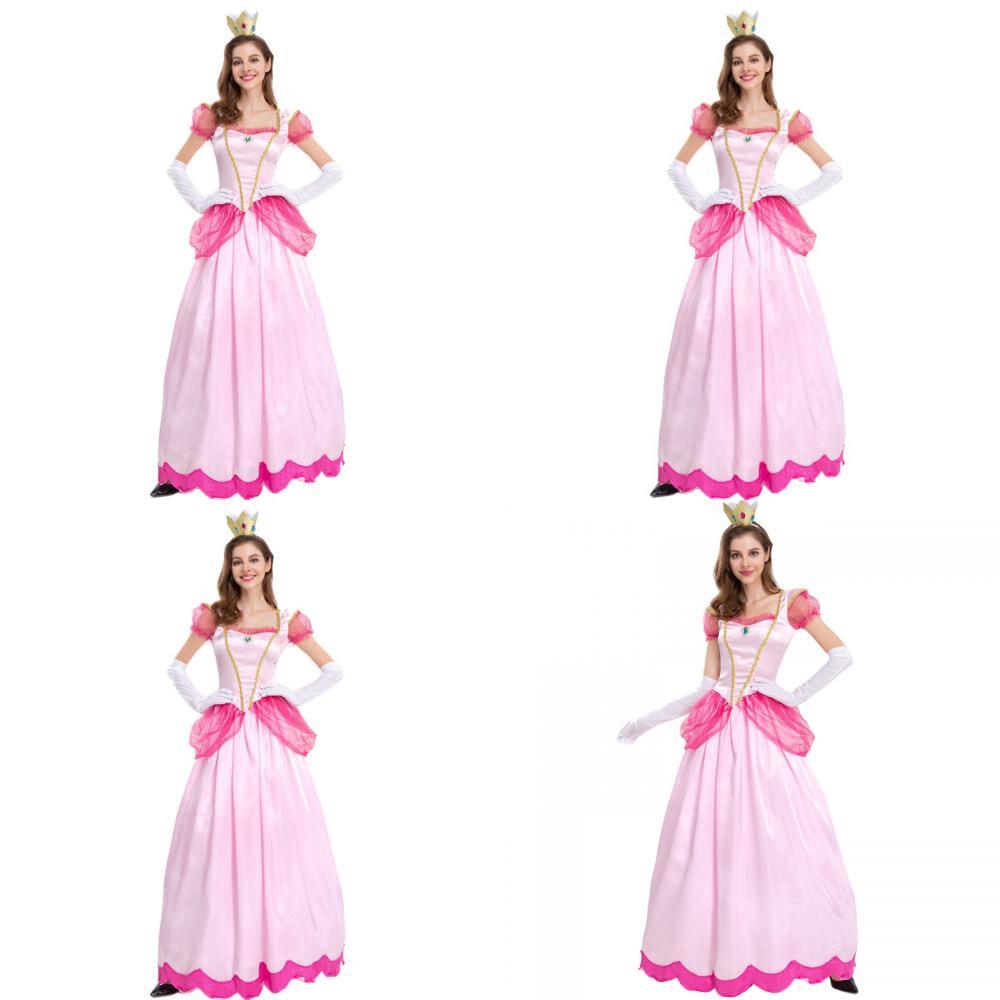 Mario Prinzessin Kostümkleid mit Lycra-Stoff für Halloween-Bühnenauftritte