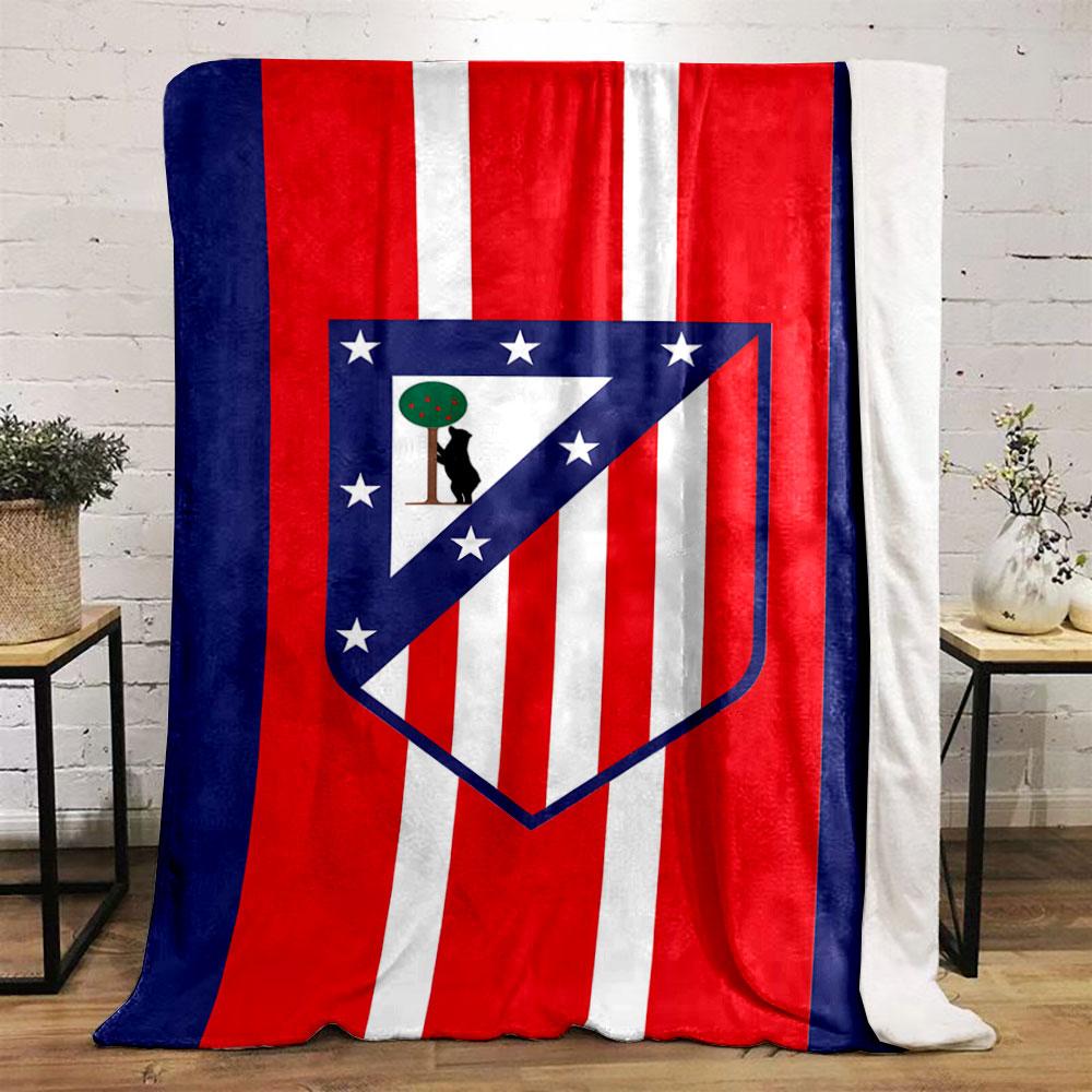 Red and white vertical stripes with a blue-bordered shield featuring stars and a bear. for all seasons blanket lunch break throw gift