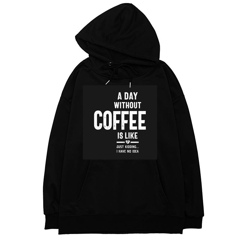 Coffee Black Pattern Print Men Women Pullover Hoodie