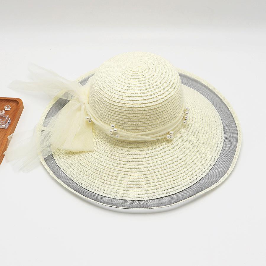 Versatile Hat Style Straw Woven Sweet Pearl Womens Hatscaps Sunshade