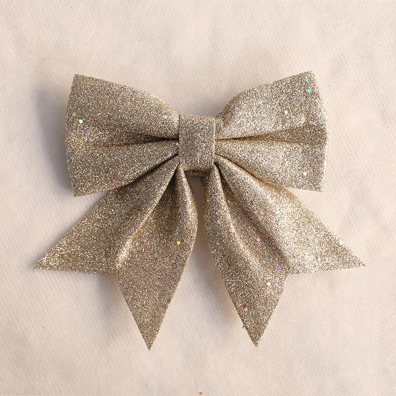 Christmas Decoration Bow Glitter Large Bow Ornament Xmas Tree Festive Holiday Hanging Decor Sparkling Gift Accessory Ornaments
