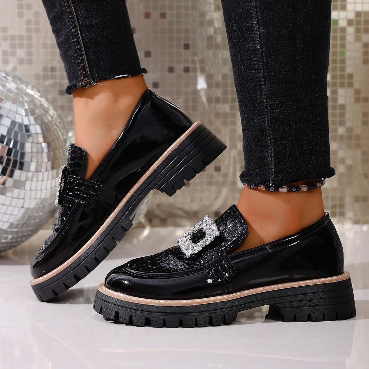 

Платформенные маленькие кожаные туфли женские 2025 лето новая обувь на высоком каблуке в британском стиле, универсальные туфли, черные лоферы, одинарные туфли 42