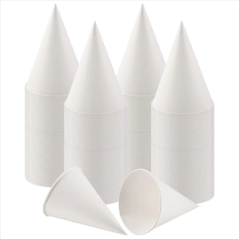 250Pcs Leakproof Disposable Paper Cups 3.7 OZ Cone Party Tableware White Paper Cone Cups  Picnic