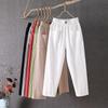 Women's 2026 Korean Style Cotton Linen Harem Pants - Loose, Slimming, Straight-Leg, Nine-Point, Light Summer Wear