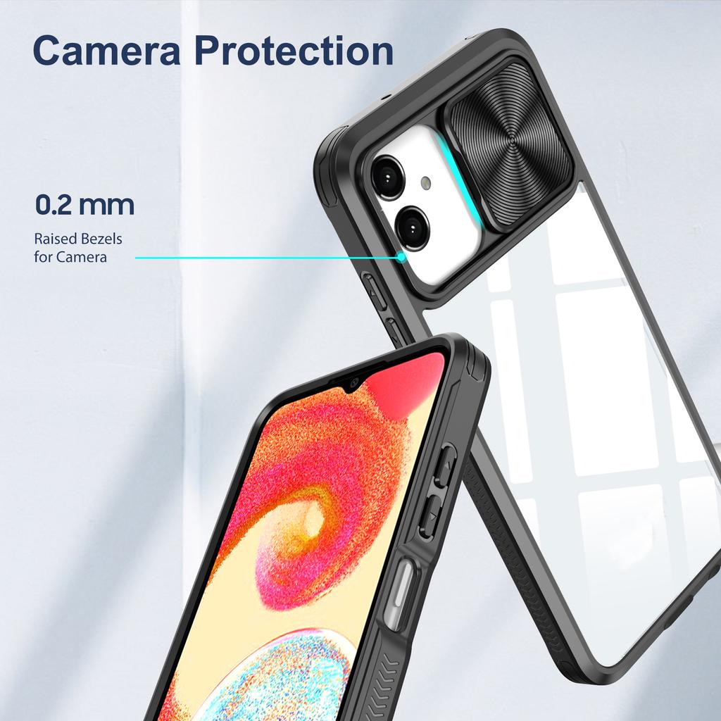 Shockproof Transparent Case for Samsung Galaxy A04E A04S A04 M04 F04 A03S A03 Core A02S Slide Metal Lens Protective Cover
