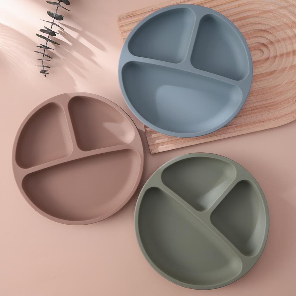 Color Kids 3PCS Silicone Baby Feeding Set With Suction Plate BPA Free Eco Friendly Training Tableware Toddler Weaning Utensils