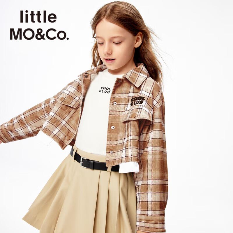 маленькая MO&Co. Девочки Клетчатая Хлопковая Куртка-Рубашка 140