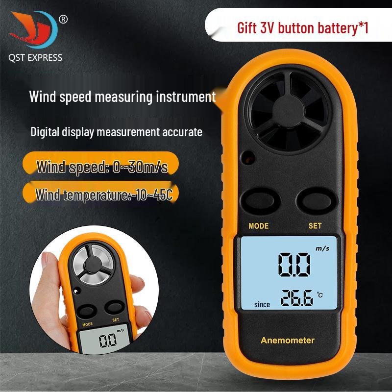 Pocket Digital Anemometer: Measures Wind Speed (0-30m/s) and Temperature, with Display.