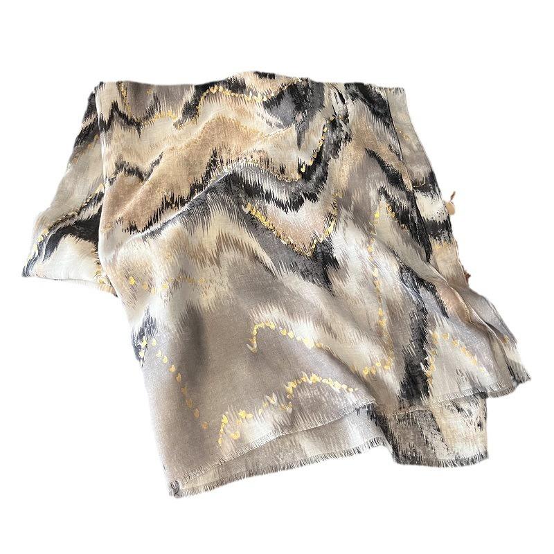 Summer Fire Clouds Niche Literary and Colorful Cotton and Linen Scarf for Women Versatile Spring and Summer Scarf Seaside Travel Shawl