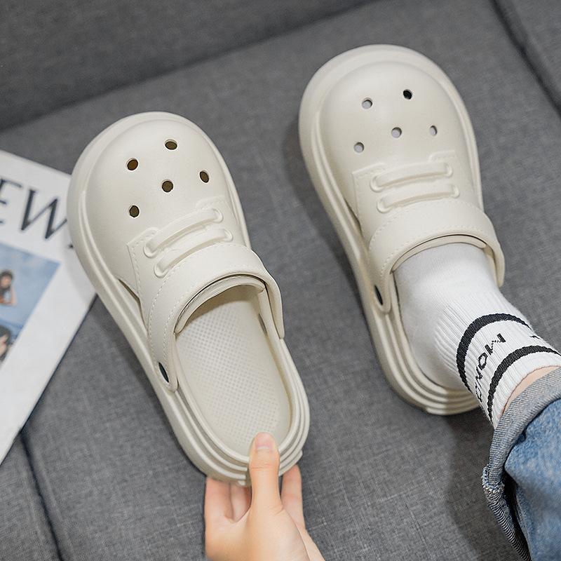 Fashion Couple'S Heightening Bag Head Hole Shoes Are Breathable, Light And Non-Slip, And Two Large-Size Slippers Are Worn Outdoors At Home.
