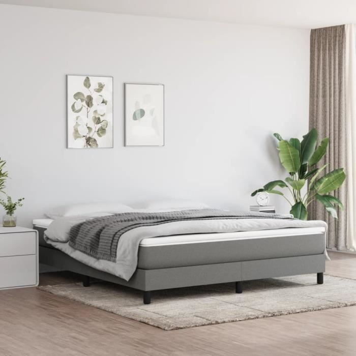 3144094 vidaXL Lit à sommier tapissier avec matelas Gris foncé 180x200cm Tissu