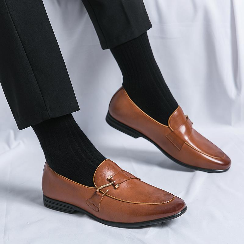 Fashion Casual Leather Men Shoes Spring Summer Slip on Shoes Leisure Walk Man Loafers Punk Style Elegantes Male Driving Footwear