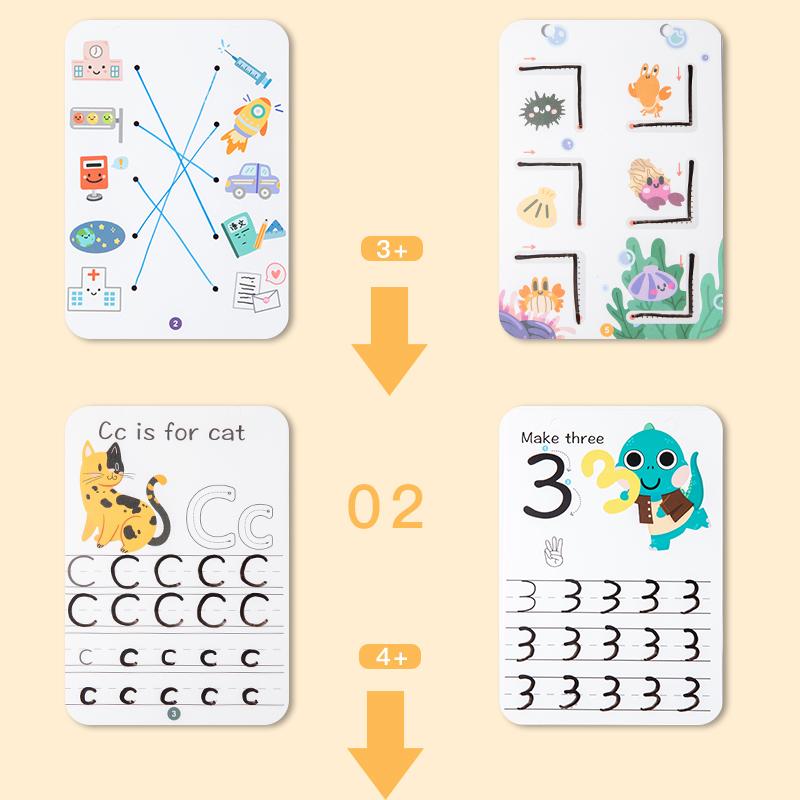 Magiskt Övningshäfte Pedagogiska Montessori-böcker för Barn Träning av Pennkontroll Återanvändbart Kalligrafihäfte för Barn