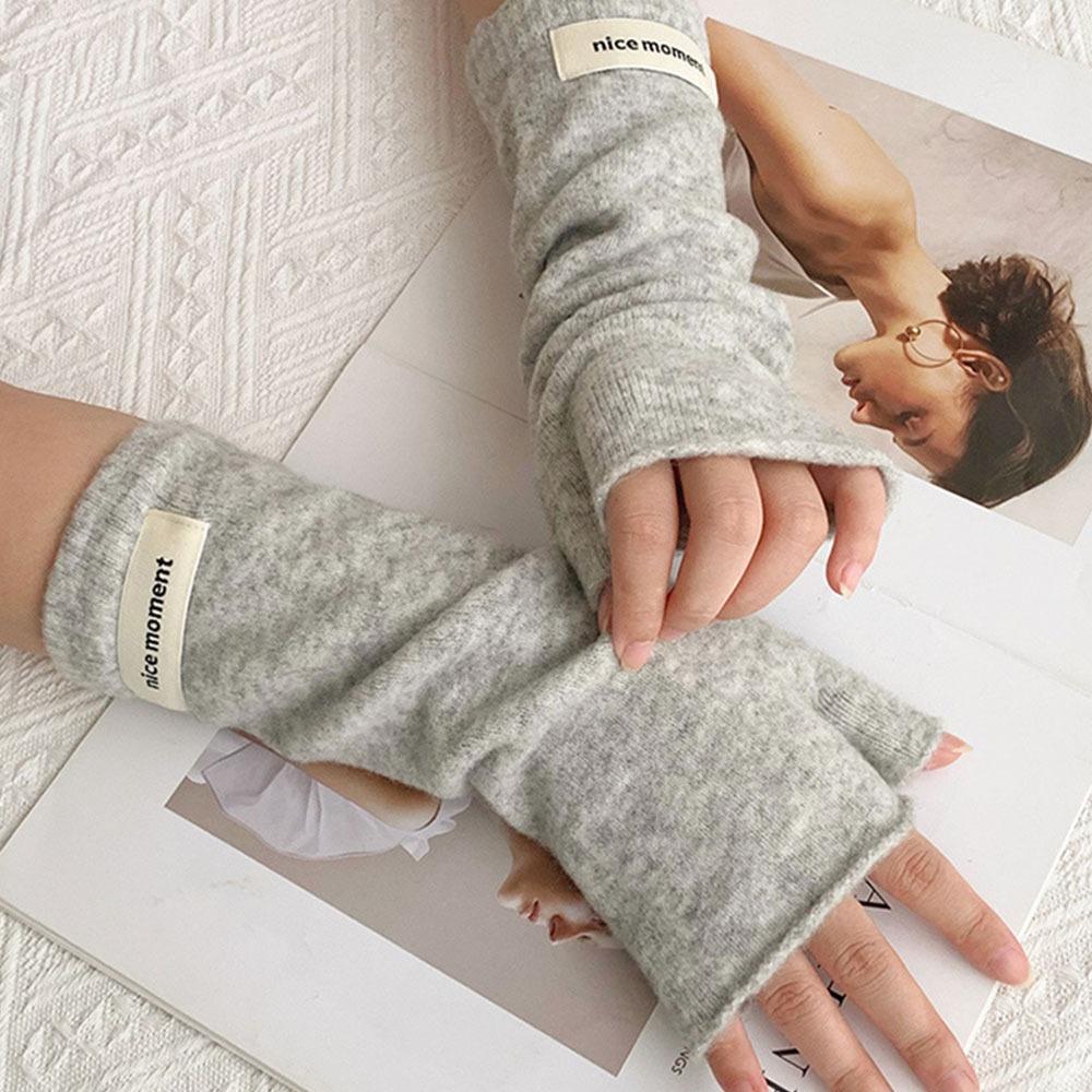 

Pure Color Fingerless Gloves Arm Warmers Elbow Mittens Harajuku Style Anime Gloves Women Wear сірий