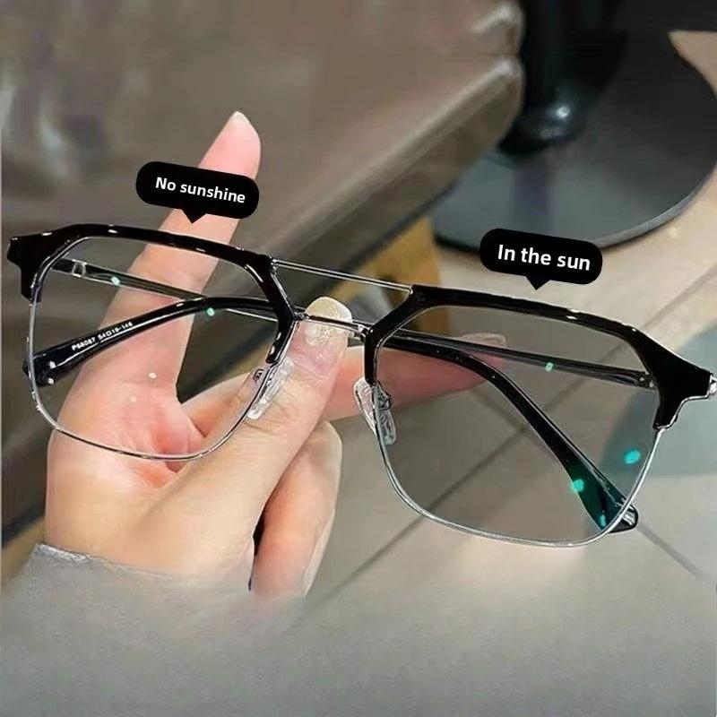 

2026 Women Photochromic Prescription Glasses Men Anti Blue Ray Half Frame Galsses Retro Presbyopia Eyewear 0